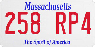 MA license plate 258RP4