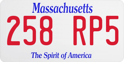 MA license plate 258RP5