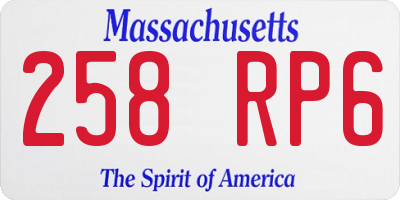 MA license plate 258RP6