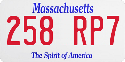 MA license plate 258RP7