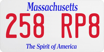 MA license plate 258RP8