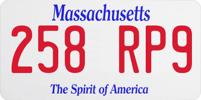 MA license plate 258RP9