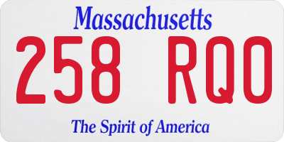MA license plate 258RQ0