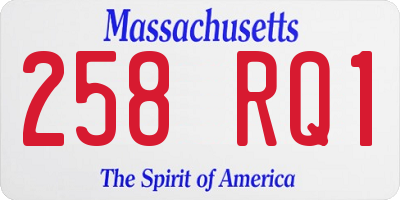 MA license plate 258RQ1