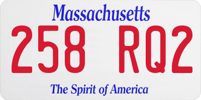 MA license plate 258RQ2