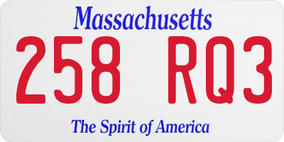 MA license plate 258RQ3