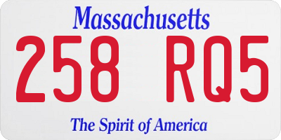 MA license plate 258RQ5