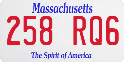 MA license plate 258RQ6