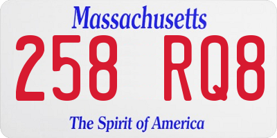 MA license plate 258RQ8