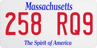 MA license plate 258RQ9
