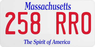 MA license plate 258RR0