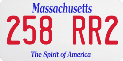 MA license plate 258RR2
