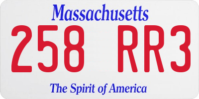 MA license plate 258RR3