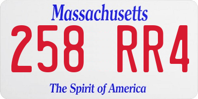 MA license plate 258RR4