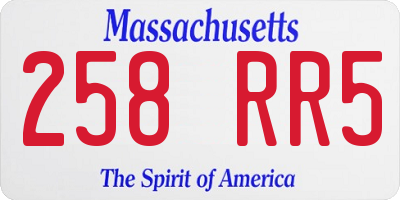 MA license plate 258RR5