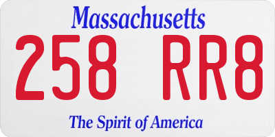 MA license plate 258RR8