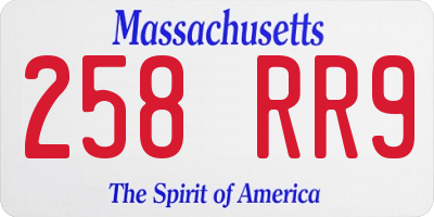 MA license plate 258RR9