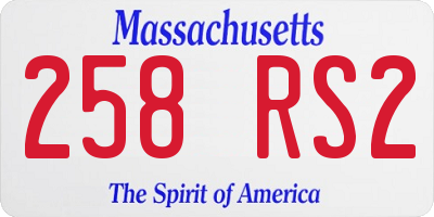 MA license plate 258RS2