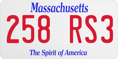 MA license plate 258RS3