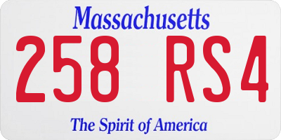 MA license plate 258RS4