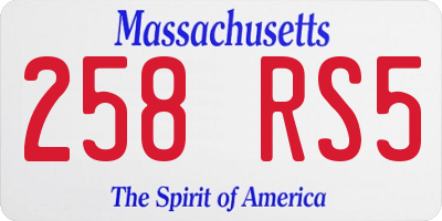 MA license plate 258RS5