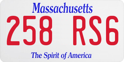 MA license plate 258RS6