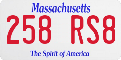 MA license plate 258RS8
