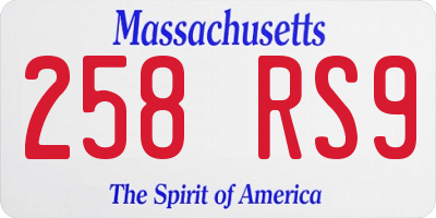 MA license plate 258RS9