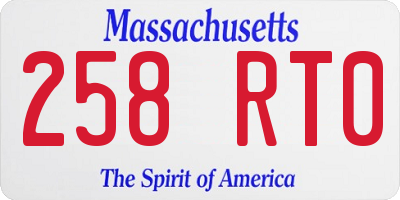 MA license plate 258RT0