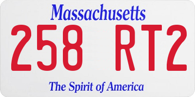 MA license plate 258RT2