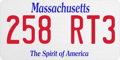 MA license plate 258RT3