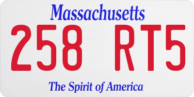 MA license plate 258RT5