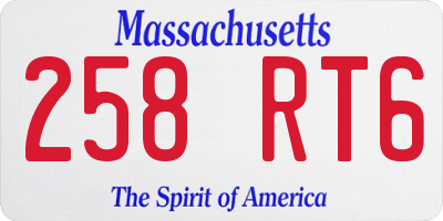 MA license plate 258RT6