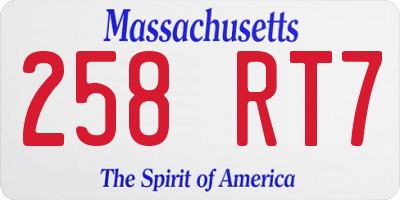 MA license plate 258RT7