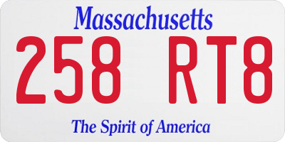 MA license plate 258RT8