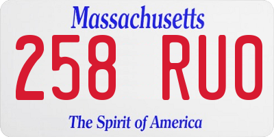 MA license plate 258RU0