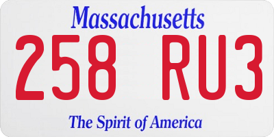 MA license plate 258RU3