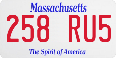 MA license plate 258RU5
