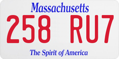 MA license plate 258RU7
