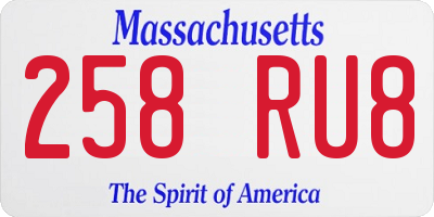 MA license plate 258RU8