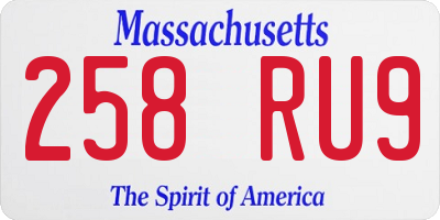 MA license plate 258RU9