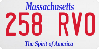 MA license plate 258RV0