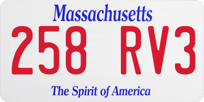 MA license plate 258RV3