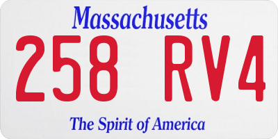 MA license plate 258RV4