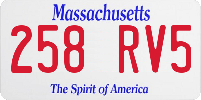 MA license plate 258RV5