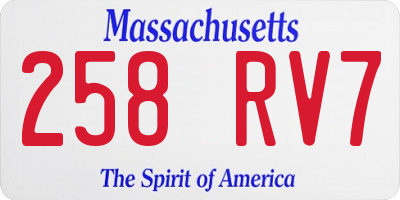 MA license plate 258RV7