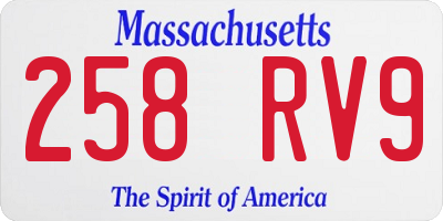 MA license plate 258RV9