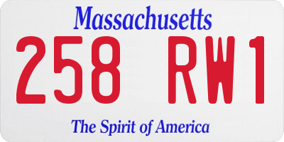 MA license plate 258RW1
