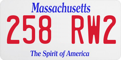 MA license plate 258RW2