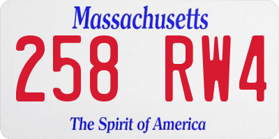 MA license plate 258RW4
